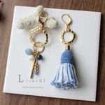 【2018年最新作】Tassel　asymmetry　blue ピアス/イヤリング　タッセル　アシンメトリー
