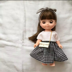 メルちゃん♡ねねちゃん♡お洋服3点セット 7.サマーニット、ギンガムチェックスカートコーデ