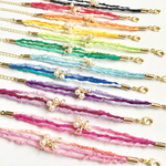 くしゅくしゅ紐がかわいい♡三連ブレスレット（受注製作）
