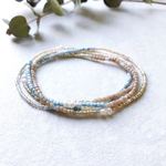 ビーズ&淡水パールのブレスレット （ペールブルーP1）