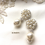 S203.「pearl  pearl  pearl」パールとストーンで出来たピアス(イヤリング)