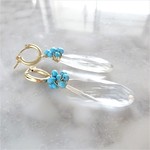 送料無料14kgf*Turquoise x Crystal Quartz pierced earring/earring