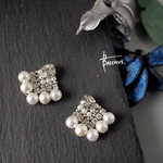 コットンパールのビジューピアス/イヤリング:シルバーホワイト PSB9 Bacchus.