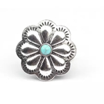 シルバー  デイジー フラワー ターコイズ ループ コンチョ  ボタン  30mm1個