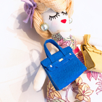 【金具付き ミニチュア革バッグ】ブルー