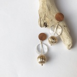 wood×clear beads earring