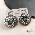 ターコイズ♡ ヴィンテージ風 大ぶりピアス/コンチョ 大ぶり イヤリング