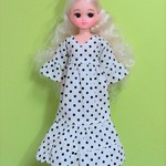 Sale! フレアスリーブマキシ丈ワンピース　ドットホワイト＊リカちゃん