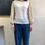 花柄ギャザースリーブシャツ 売り切りセール