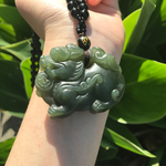 【本物保証】54.17g和田玉青玉手彫り貔貅