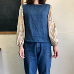 花柄ギャザースリーブシャツ 売り切りセール