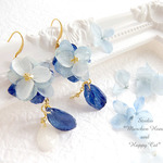 再販9【紫陽花ピアス】*Rainy petal*【ブルー】