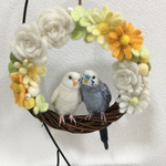 ※専用ページです※kick0920様ご依頼のセキセイインコのペアリースです。羊毛フェルト