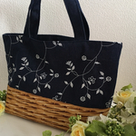 【セール】トートバック♡刺繍デニム×トリックバスケット