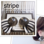【earring】stripe  light gray