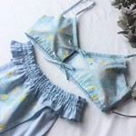 【Mさま専用ページ】北欧風ミント花柄　リラックスブラ「姫ブラB」とふんどしパンツ「ルナパン」「女神姫パン」のセット