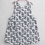 【再販】バッグクロスエプロン　モダンな葉っぱ　生成り