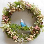 花咲く森の青い鳥リース