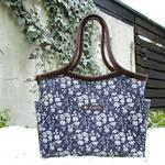 リバティラミネートバケットトートバッグ（Capel :navy）