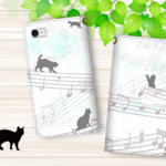 【送料無料！  手帳型スマホケース】音符猫　～おんぷねこ～  iphone Android