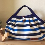 【sumi様オーダー品】ミニグラニーバッグ＊ライトブルー×ネイビーボーダー