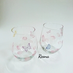花びらと蝶々 ふんわりペアグラス