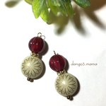 300円☆花柄コイン☆メロンレッドのピアス/イヤリング