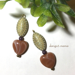 300円☆ハートモカピンク☆アンティークオーバルのピアス/イヤリング
