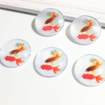金魚ガラスカボションパーツ(5個入)【h7028】