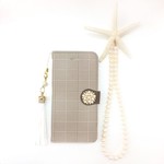 ハバナブラウン グレンチェック 柄 手帳型 スマホケース【iPhone】【手帳】【チェック】【pajour 】【パジュール】【千鳥格子】