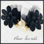 ブラックフラワーレースチュール