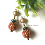 300円☆柄入レッド☆プラパールのピアス/イヤリング