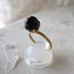 天然石　オニキス　黒の指輪