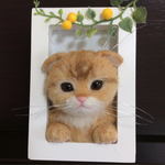 羊毛フェルト 窓ねこ スコティッシュフォールドこねこ