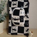 クロネコウェットティッシュポーチ持ち手付き(ラミネート黒)