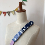 再① 水筒ショルダー肩紐カバー  青ドットチェックレース