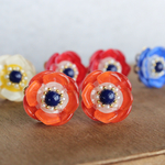  〈オレンジ〉アネモネの花のイヤリング/ピアス