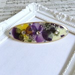 ビオラとレースフラワーの押し花バレッタ