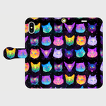 猫宇宙　space　cat　iphone　5/5s　6/6s、SE/7　対応手帳型スマホケース