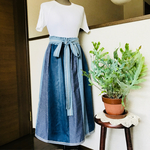 ◎ソフトデニム・シャンブレー等◎ギャザースカート◎リボン付き◎デニム系