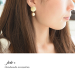 コットンパール×メタルプレートピアス