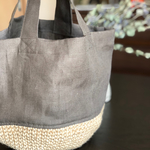 【再販】麻ひも×リネン コンビトートバッグ アズキ