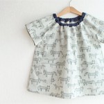 size 110　きつねさん(グレー)　半袖スモック