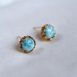 ラリマー８　　JBBリーフ＆フラワーピアス❀ 