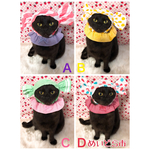 チェック柄リボン付きシュシュ猫ちゃんの首輪