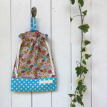 かけひも付き！給食袋（マチなし）カラフルフラワー＆白くま×水色ドット