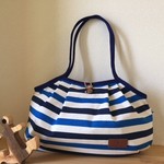 【kuro様オーダー品】グラニーバッグ＊ライトブルー×ネイビーボーダー
