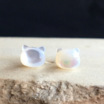 シェル猫  ピアス      ホワイト