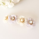 ☆3月29日20時販売開始☆八重桜のバレッタ（ブルー×ホワイト)