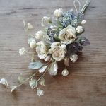 布花のバラとスミレとシロツメクサのアンティーク調スワッグ/リース